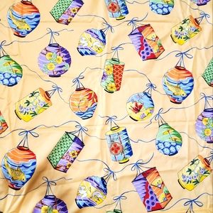 4+ yards yellow multi home decorating fabric. Asian/Japanese. 53" wide Duralee